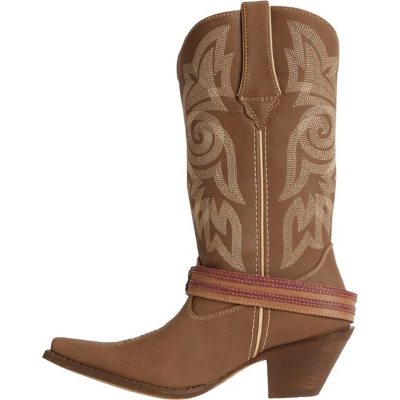 Durango Ladies Brown Khaki Flag Accessory Shank Strap Western Boots Size 9 - Picture 3 of 6